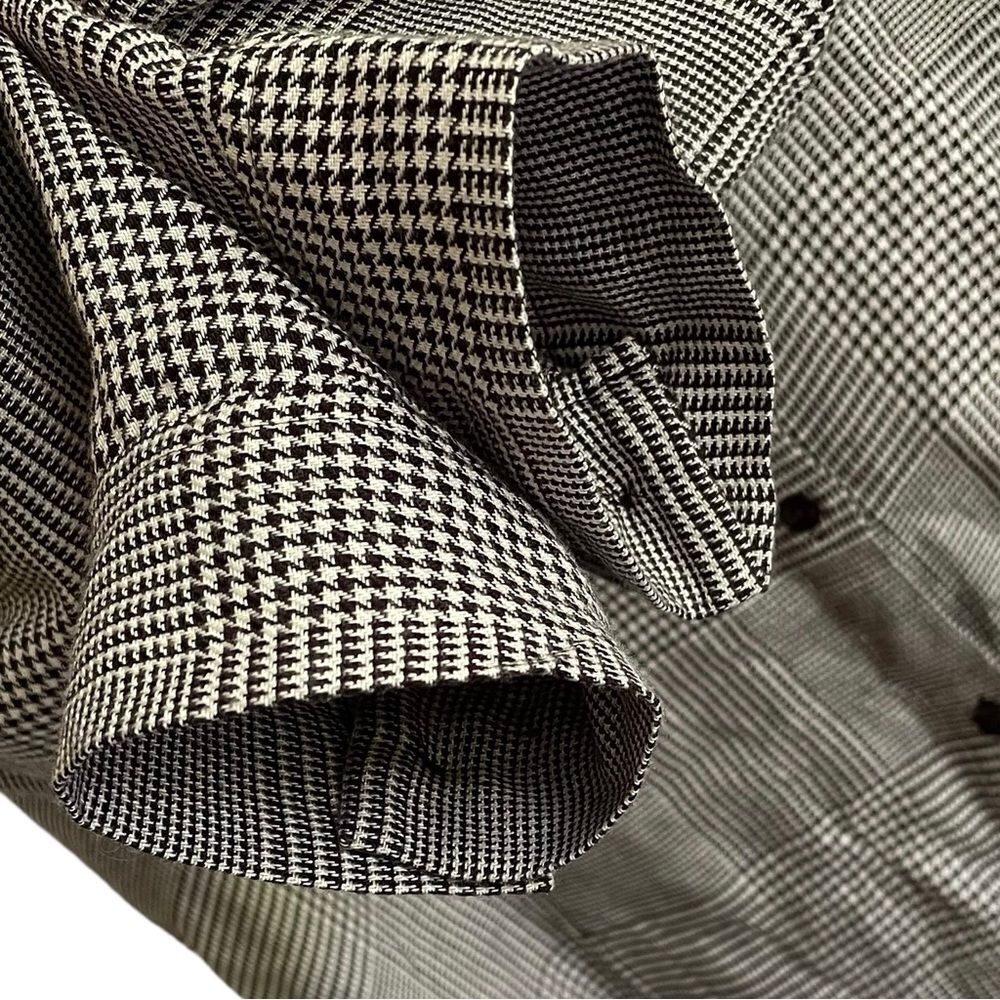 L’AGENCE Checked Button Front Long Sleeve Blouse Black Cream XS - Picture 4 of 6